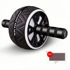 1db Otthoni Fitnesz Hasizom Gyakorló Kerék - Hordozható Mag Erősítő Piros & Fekete Fogantyúkkal, Tartós PP Anyag Has- és Mellizom Edzéshez, Felsőtest Edzéshez Fekete