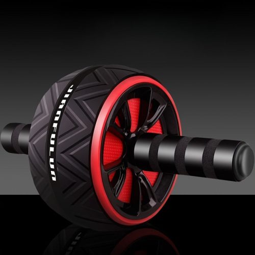 1db Otthoni Fitnesz Hasizom Gyakorló Kerék - Hordozható Mag Erősítő Piros & Fekete Fogantyúkkal, Tartós PP Anyag Has- és Mellizom Edzéshez, Felsőtest Edzéshez Fekete