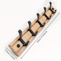   Könnyen Szerelhető Bambusz Falikampó - Sokoldalú Kabát- és Kulcstartó Bejárathoz, Nappaliba, Hálószobába - Laza Stílusú Tárolási Megoldás Fa színű 5 horog