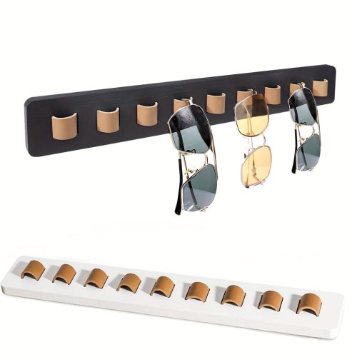 1db modern rusztikus, fából készült napszemüveg-rendező – falra szerelhető szemüvegkijelző és tárolóállvány akár 9 szemüveghez – tökéletes lakberendezés Sötét szürke