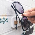 1db modern rusztikus, fából készült napszemüveg-rendező – falra szerelhető szemüvegkijelző és tárolóállvány akár 9 szemüveghez – tökéletes lakberendezés Sötét szürke