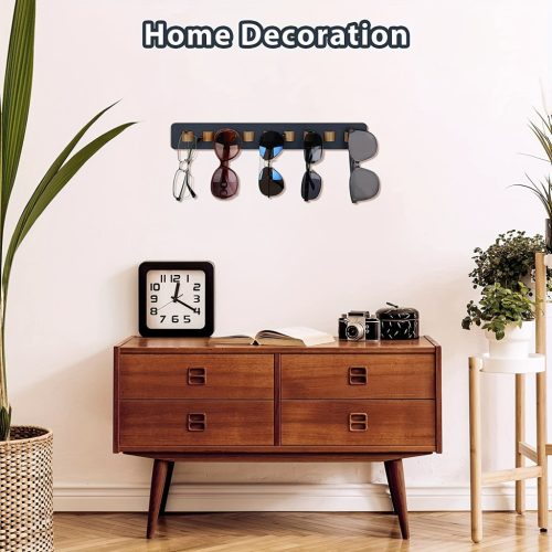 1db modern rusztikus, fából készült napszemüveg-rendező – falra szerelhető szemüvegkijelző és tárolóállvány akár 9 szemüveghez – tökéletes lakberendezés Sötét szürke