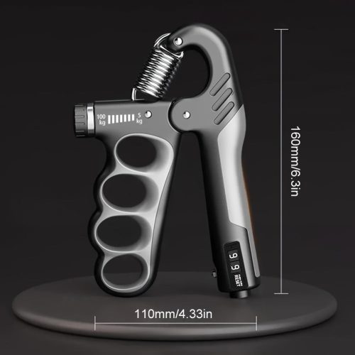 5-100kg Markolat Erősítő Mechanikus Számlálóval, Beállítható Ellenállású Csuklótágító Edző Kézi Fogantyú szürke - 5-100 kg
