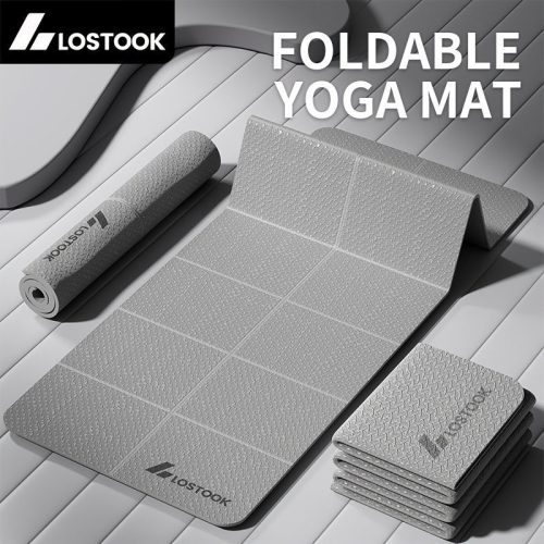 Elveszett Foldable Jóga Szőnyeg, TPE Anyag, Csúszásmentes, Vízálló, Könnyű, Egyszínű, Szürke/Lila/Kék, Jógához, Pilateshez, Fitnesz Edzéshez Kék