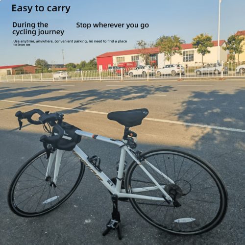 1 db állítható magasságú hordozható összecsukható kerékpárállvány Fekete