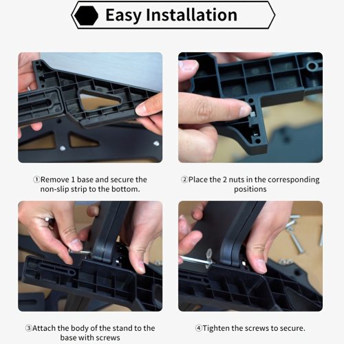 Állítható kerékpár parkoló állvány - Tartós műanyag, padlóra szerelhető kiállító állvány országúti és hegyi kerékpárokhoz biztonságos lábtámasz segítségével Fekete