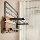 Kiváló minőségű diófa törülközőtartó, alumíniummal, fali tároló, nincsenek lyukak, elegáns törülközőtartó fürdőszobába, tartó a fürdőszobában, törülközőtartó