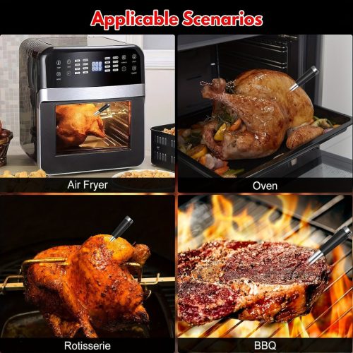 Intelligens vezeték nélküli hús hőmérő vezeték nélküli kapcsolattal - Akár 99,97 méteres hatótávolság, USB-ről tölthető, fém szonda BBQ-hez és sütőhöz Műanyag