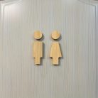 Északi Fa Fürdőszoba Tábla, 16.0cm Férfi és Női WC Ajtóra Szerelhető, Öntapadós Könnyű Telepítés, Japán Stílusú WC Dekoráció Otthonra és Irodába Természetes Szín - Tömör Fa