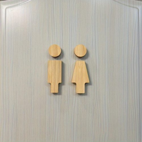 Északi Fa Fürdőszoba Tábla, 16.0cm Férfi és Női WC Ajtóra Szerelhető, Öntapadós Könnyű Telepítés, Japán Stílusú WC Dekoráció Otthonra és Irodába Természetes Szín - Tömör Fa