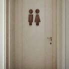 Északi Fa Fürdőszoba Tábla, 16.0cm Férfi és Női WC Ajtóra Szerelhető, Öntapadós Könnyű Telepítés, Japán Stílusú WC Dekoráció Otthonra és Irodába Természetes Szín - Tömör Fa