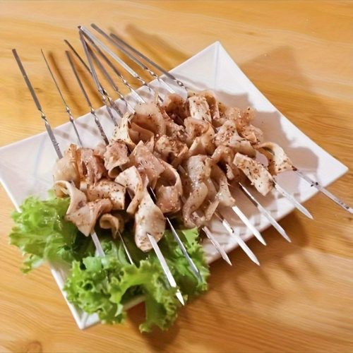 20/30/50db Tartós Rozsdamentes Acél BBQ Nyársak 1 Cső Tárolóval, Újrahasználható és Könnyen Tisztítható Kültéri és Beltéri Grillezési Partikhoz 30 db