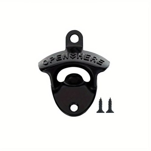 1 db Vintage "Nyisd ki itt" öntöttvas falra szerelhető palacknyitó Egy Fekete