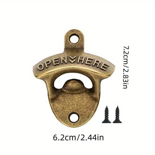 1 db Vintage "Nyisd ki itt" öntöttvas falra szerelhető palacknyitó Egy Fekete