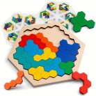 3D hatszögletű fa puzzle játék