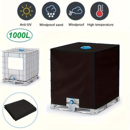Fekete UV-álló huzat IBC 1000L víztartályhoz – Oxford anyag, kültéri védelem eső és nap ellen