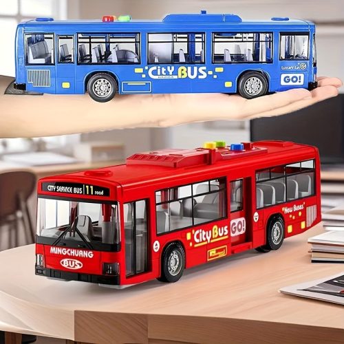 30.48 cm-es piros és kék dupla ajtós busz