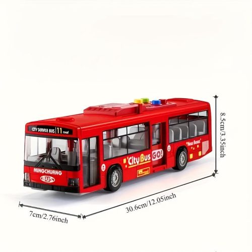 30.48 cm-es piros és kék dupla ajtós busz