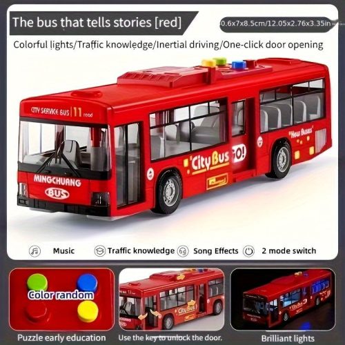 30.48 cm-es piros és kék dupla ajtós busz