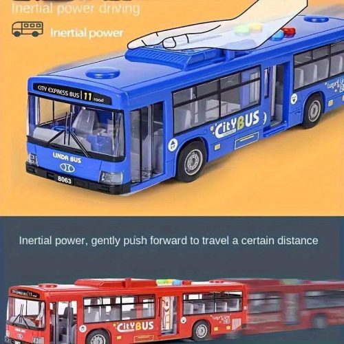 30.48 cm-es piros és kék dupla ajtós busz