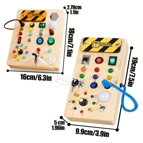 Színes Fa Foglalkoztató Tábla Érzékszervi Játékkal, Fény Kapcsolókkal - Oktatási & Utazásbarát Születésnapi Ajándék Gyerekeknek