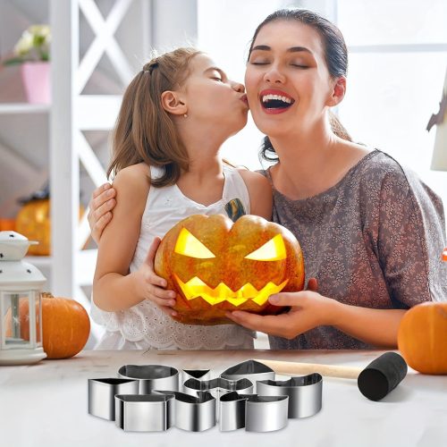 10 darabos Halloween tökfaragó rozsdamentes acél formakészlet - Tökéletes DIY sütéshez és díszítéshez - Alkalmas különböző tök méretekhez - Márka: Sinzaz