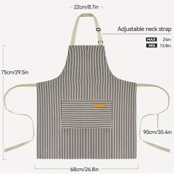   1db, pamut kötény, fekete-fehér csíkos állítható kötény, unisex kötény zsebbel, konyhai szakács kötények, női férfiaknak otthoni konyha, konyhai kellékek