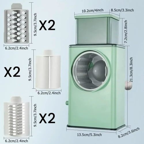 3 az 1-ben kézi forgó reszelő, 3 rozsdamentes acél pengével