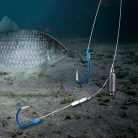 4db harapásgátló dupla horog gördülő forgóval és nylon zsinórral