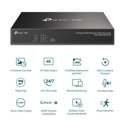   TP-LINK VIGI NVR1004H-4P 4 PoE+ csatornás hálózati videó rögzítő