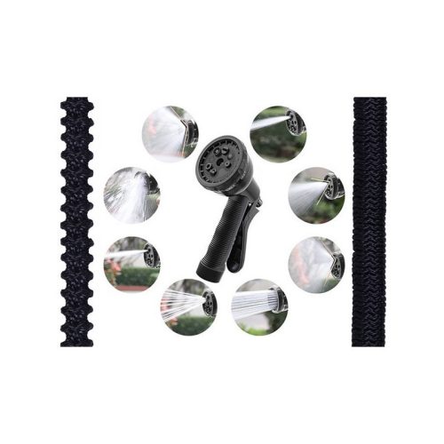 Kerticső 45m nyújtható csatlakozókkal, fúvókával és akasszalva